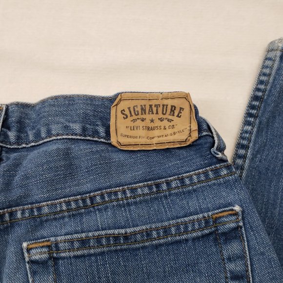 Adjustable Waist Relaxed Straight Leg Blue Jeans Size 14 Reg Levis Signature - Picture 6 of 11